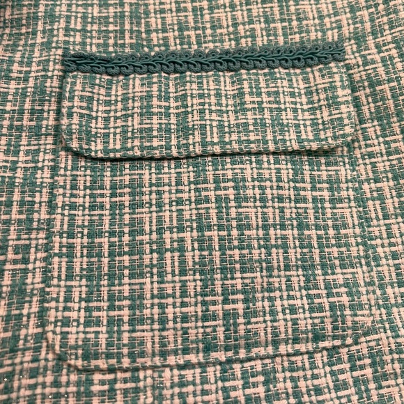 Elementz Turquoise & White Tweed Blazer Jacket - Picture 9 of 17